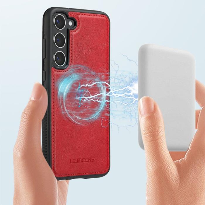 LC.imeeke - LC.IMEEKE Samsung Galaxy S23 Fodral Äkta läder - Röd