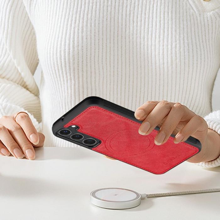 LC.imeeke - LC.IMEEKE Samsung Galaxy S23 Fodral Äkta läder - Röd