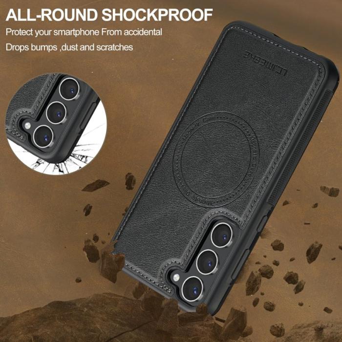 LC.imeeke - LC.IMEEKE Samsung Galaxy S23 Fodral Äkta läder - Svart