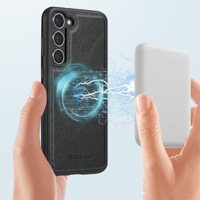 LC.imeeke - LC.IMEEKE Samsung Galaxy S23 Fodral Äkta läder - Svart
