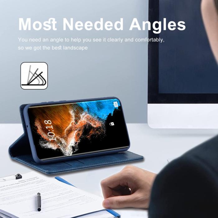 LC.imeeke - LC.IMEEKE Samsung Galaxy S23 Fodral PU Läder - Blå