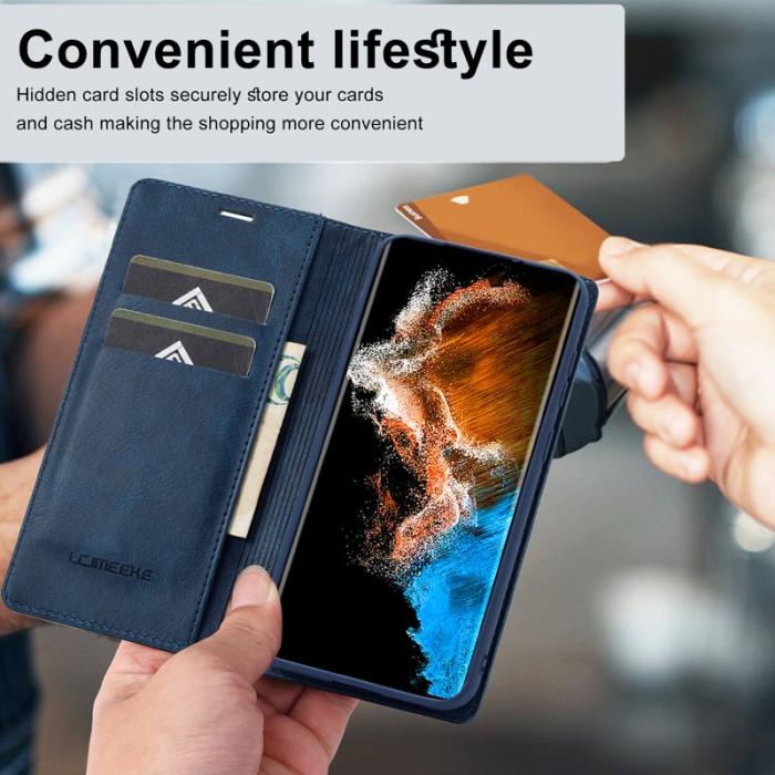 LC.imeeke - LC.IMEEKE Samsung Galaxy S23 Fodral PU Läder - Blå