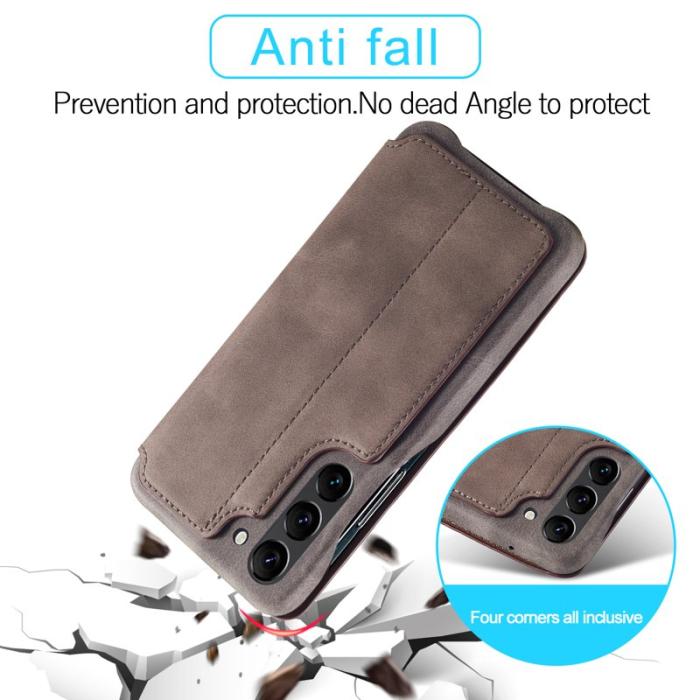 LC.imeeke - LC.IMEEKE Samsung Galaxy S23 Fodral PU Läder - Mörkbrun