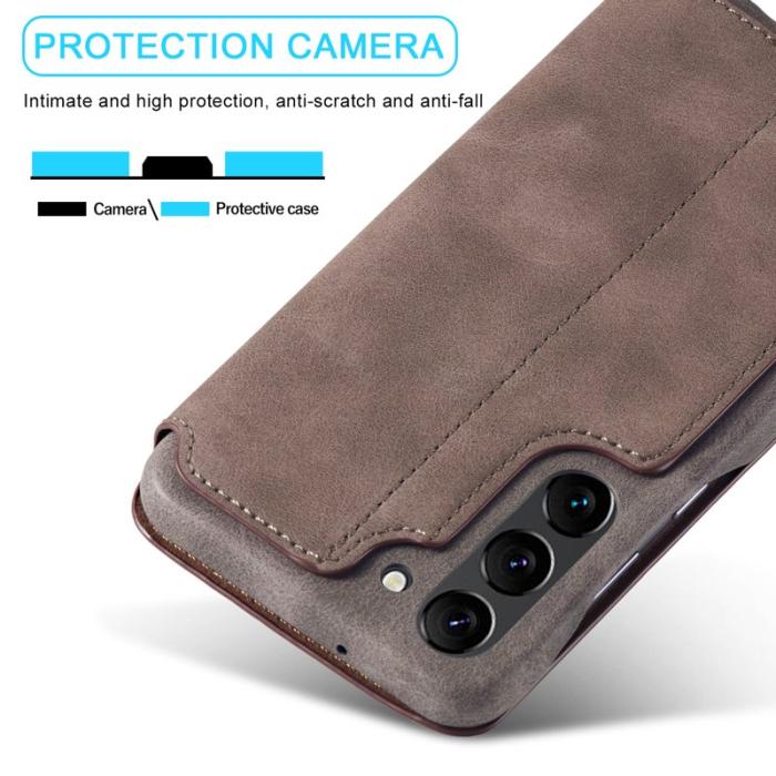 LC.imeeke - LC.IMEEKE Samsung Galaxy S23 Fodral PU Läder - Mörkbrun