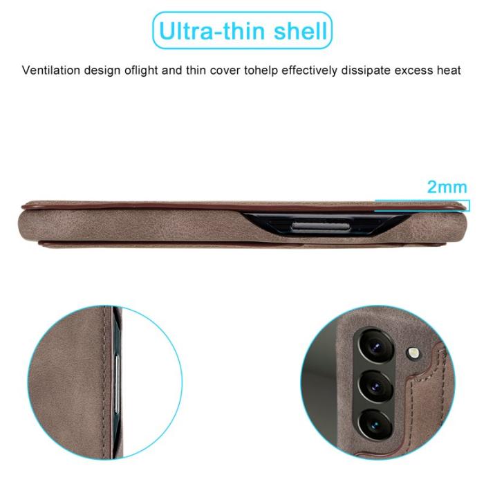 LC.imeeke - LC.IMEEKE Samsung Galaxy S23 Fodral PU Läder - Mörkbrun