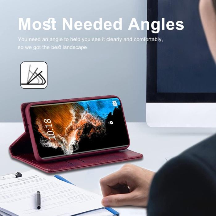 LC.imeeke - LC.IMEEKE Samsung Galaxy S23 Fodral PU Läder - Röd