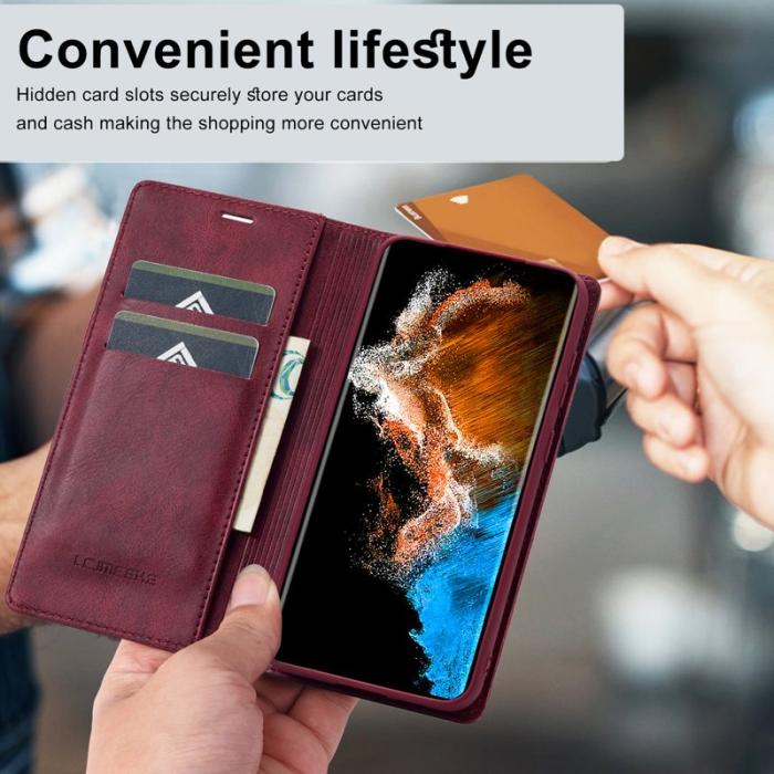 LC.imeeke - LC.IMEEKE Samsung Galaxy S23 Fodral PU Läder - Röd
