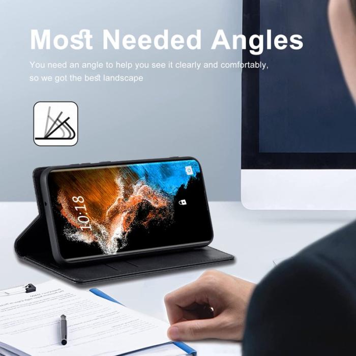 LC.imeeke - LC.IMEEKE Samsung Galaxy S23 Fodral PU Läder - Svart