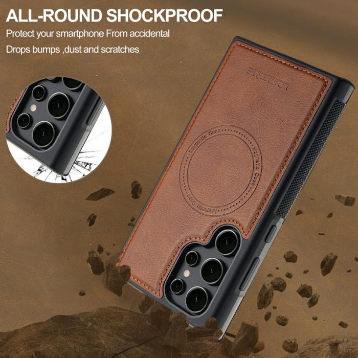 LC.imeeke - LC.IMEEKE Samsung Galaxy S23 Ultra Fodral Äkta läder - Brun