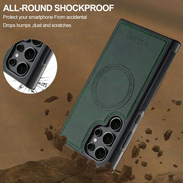 LC.imeeke - LC.IMEEKE Samsung Galaxy S23 Ultra Fodral Äkta läder - Grön