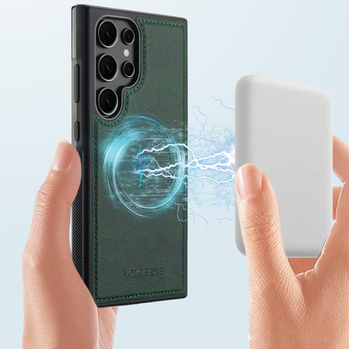 LC.imeeke - LC.IMEEKE Samsung Galaxy S23 Ultra Fodral Äkta läder - Grön