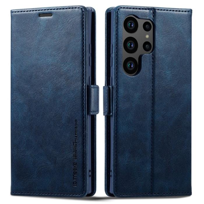 LC.imeeke - LC.IMEEKE Samsung Galaxy S23 Ultra Fodral PU Läder - Blå