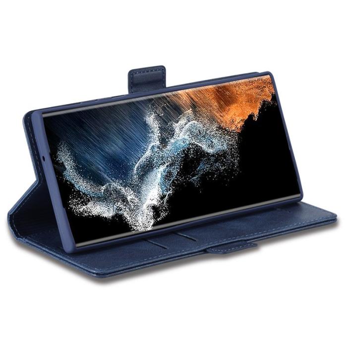 LC.imeeke - LC.IMEEKE Samsung Galaxy S23 Ultra Fodral PU Läder - Blå