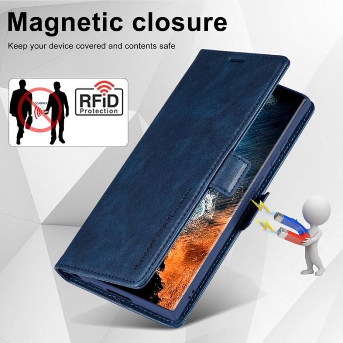 LC.imeeke - LC.IMEEKE Samsung Galaxy S23 Ultra Fodral PU Läder - Blå