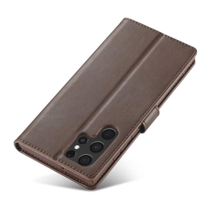 LC.imeeke - LC.IMEEKE Samsung Galaxy S23 Ultra Fodral PU Läder - Brun