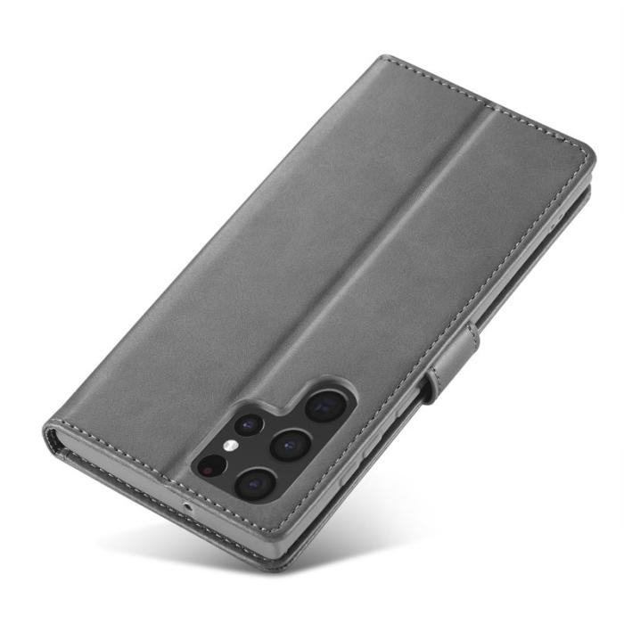 LC.imeeke - LC.IMEEKE Samsung Galaxy S23 Ultra Fodral PU Läder - Grå