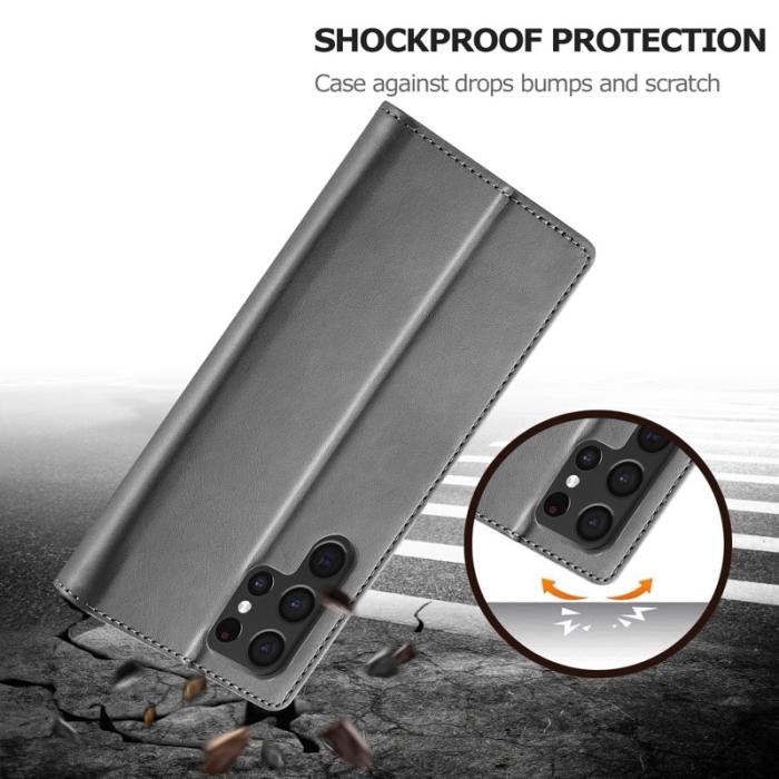 LC.imeeke - LC.IMEEKE Samsung Galaxy S23 Ultra Fodral PU Läder - Grå