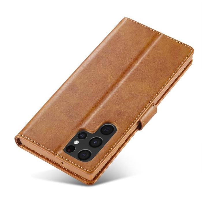 LC.imeeke - LC.IMEEKE Samsung Galaxy S23 Ultra Fodral PU Läder - Ljusbrun