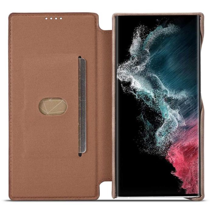 LC.imeeke - LC.IMEEKE Samsung Galaxy S23 Ultra Fodral PU Läder - Mörkbrun