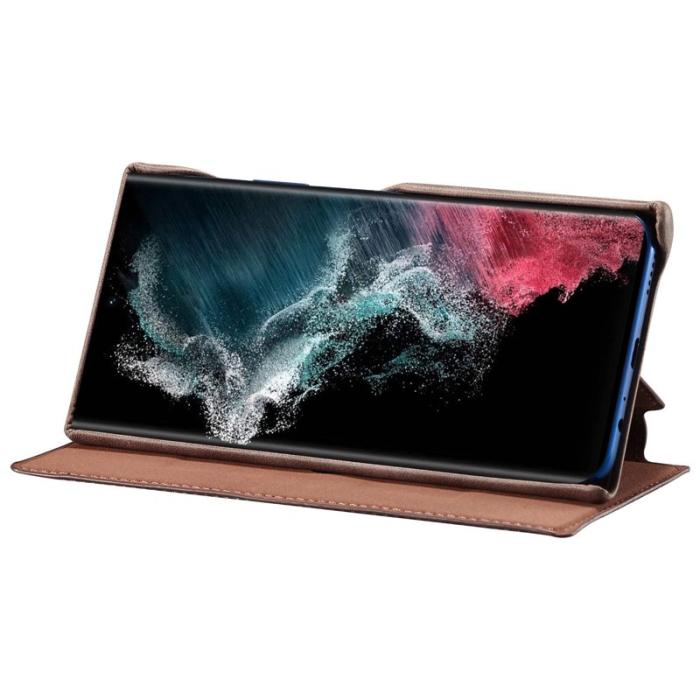 LC.imeeke - LC.IMEEKE Samsung Galaxy S23 Ultra Fodral PU Läder - Mörkbrun