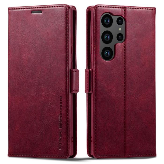 LC.imeeke - LC.IMEEKE Samsung Galaxy S23 Ultra Fodral PU Läder - Röd