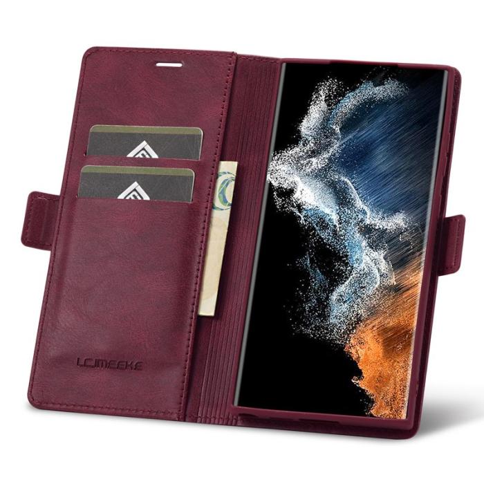 LC.imeeke - LC.IMEEKE Samsung Galaxy S23 Ultra Fodral PU Läder - Röd