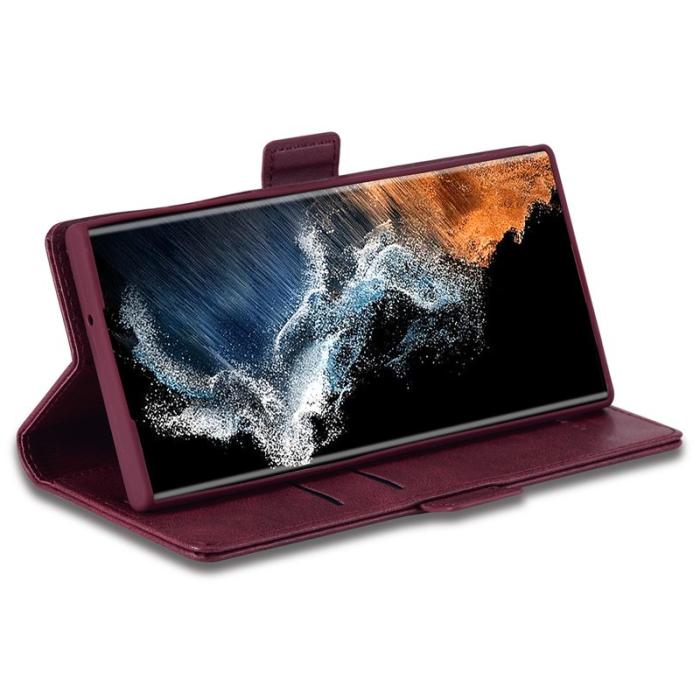 LC.imeeke - LC.IMEEKE Samsung Galaxy S23 Ultra Fodral PU Läder - Röd