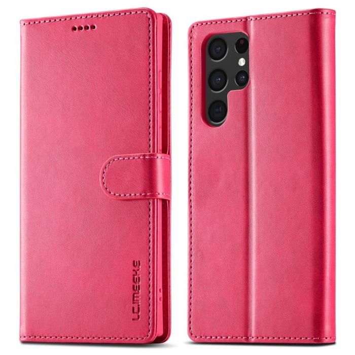 LC.imeeke - LC.IMEEKE Samsung Galaxy S23 Ultra Fodral PU Läder - Rosa