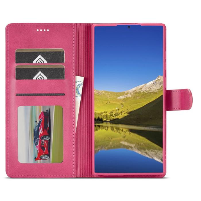 LC.imeeke - LC.IMEEKE Samsung Galaxy S23 Ultra Fodral PU Läder - Rosa