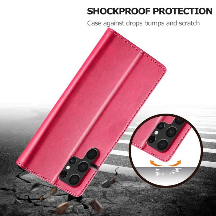 LC.imeeke - LC.IMEEKE Samsung Galaxy S23 Ultra Fodral PU Läder - Rosa