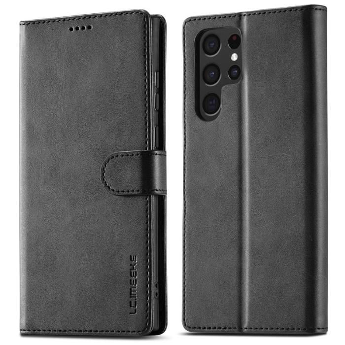 LC.imeeke - LC.IMEEKE Samsung Galaxy S23 Ultra Fodral PU Läder - Svart