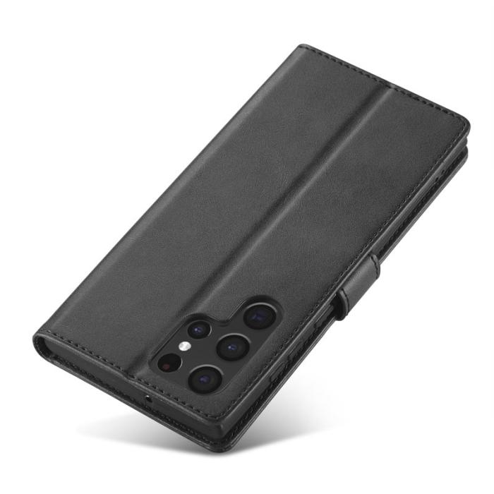 LC.imeeke - LC.IMEEKE Samsung Galaxy S23 Ultra Fodral PU Läder - Svart