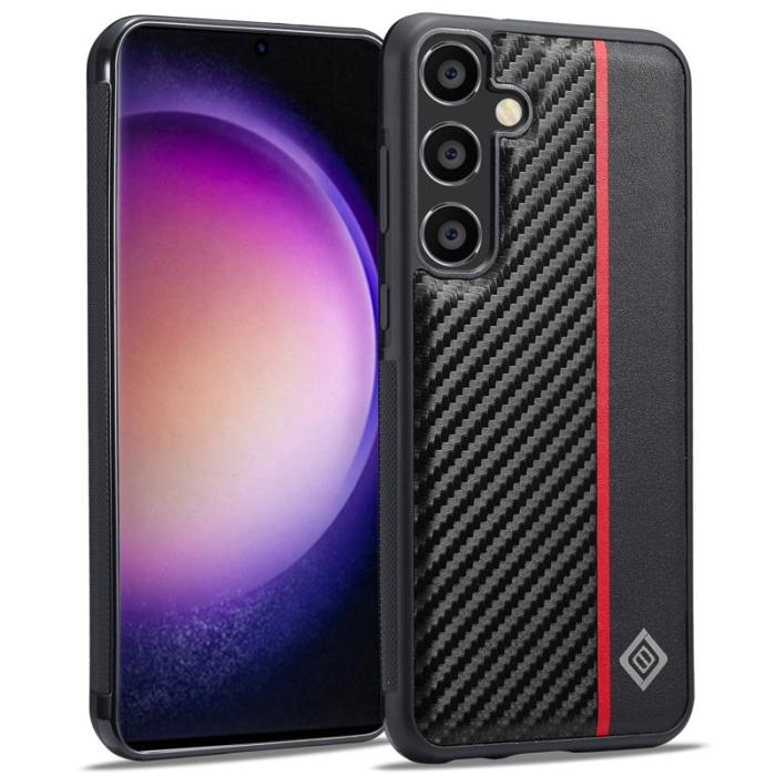 LC.imeeke - LC.IMEEKE Samsung Galaxy S24 FE Fodral - Kolfiber Läder+TPU+EVA - Svart