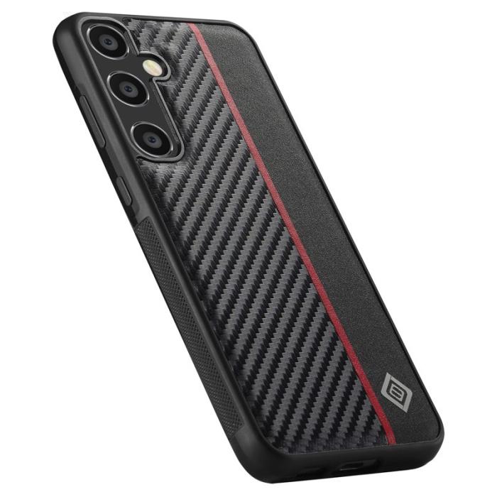 LC.imeeke - LC.IMEEKE Samsung Galaxy S24 FE Fodral - Kolfiber Läder+TPU+EVA - Svart