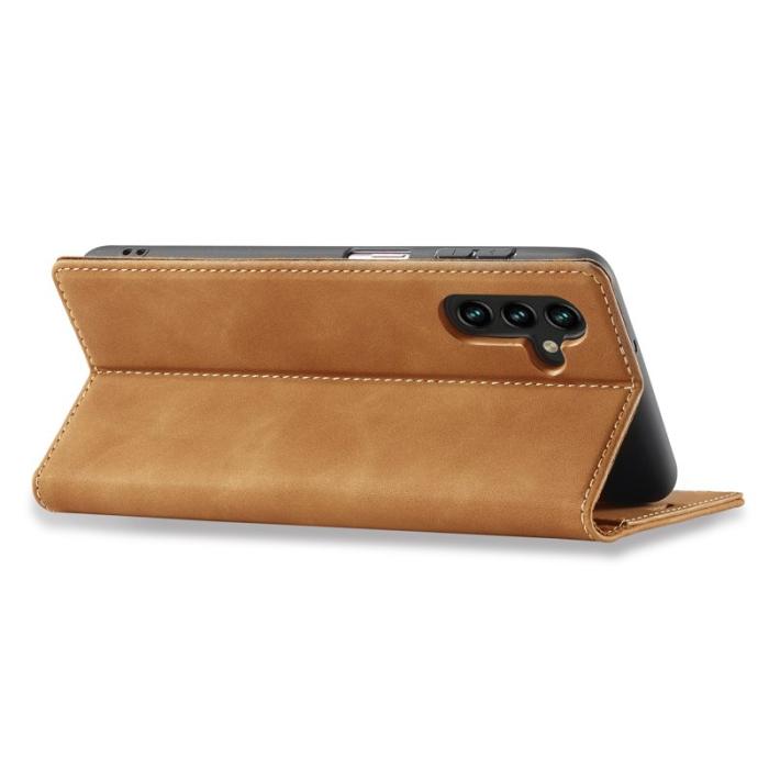 LC.imeeke - LC.IMEEKE Samsung Galaxy S24 FE Fodral Wallet Mikrofiber - Brun