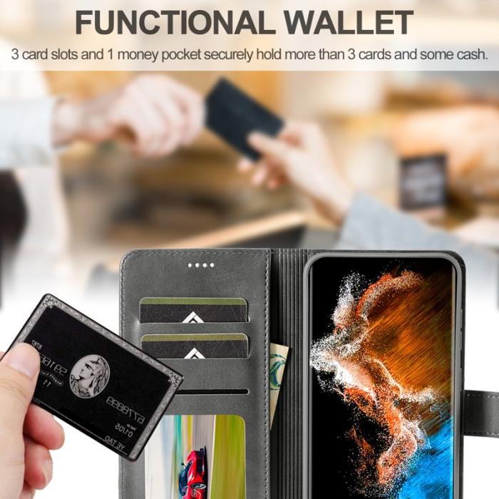 LC.imeeke - LC.IMEEKE Samsung Galaxy S24 Fodral Äkta läder - Grå