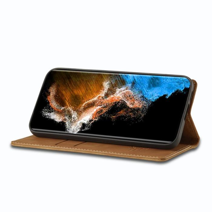 LC.imeeke - LC.IMEEKE Samsung Galaxy S24+ Fodral i Mikrofiberläder - Brun