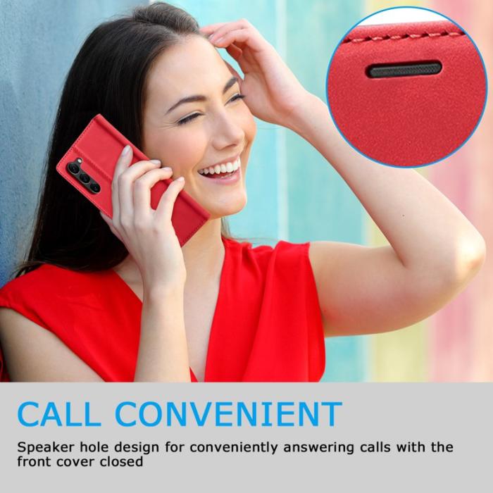 LC.imeeke - LC.IMEEKE Samsung Galaxy S24+ Fodral i Mikrofiberläder - Röd