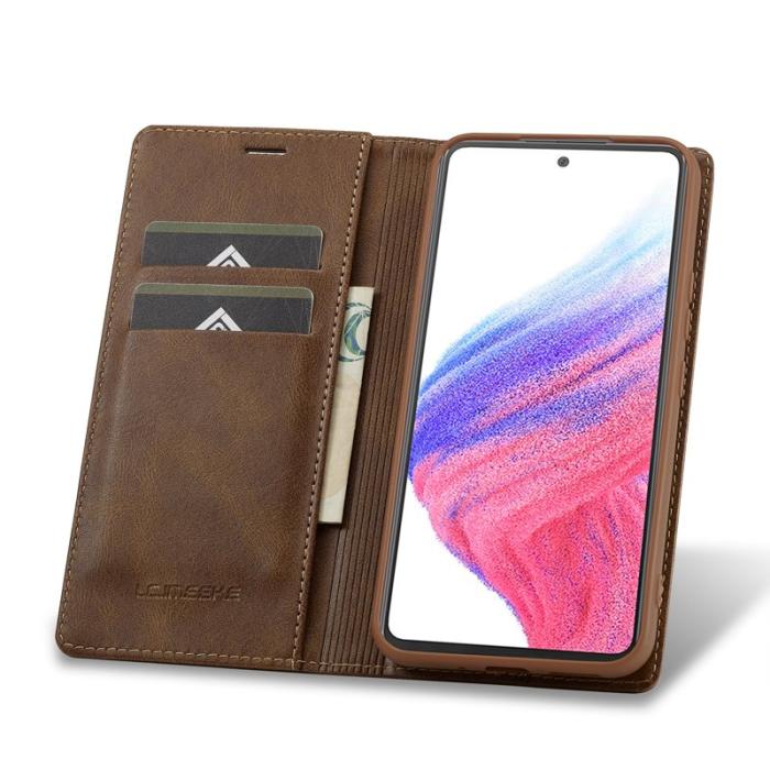 LC.imeeke - LC.IMEEKE Samsung Galaxy S24 Plånboksfodral Magnetiskt RFID-Skydd - Brun