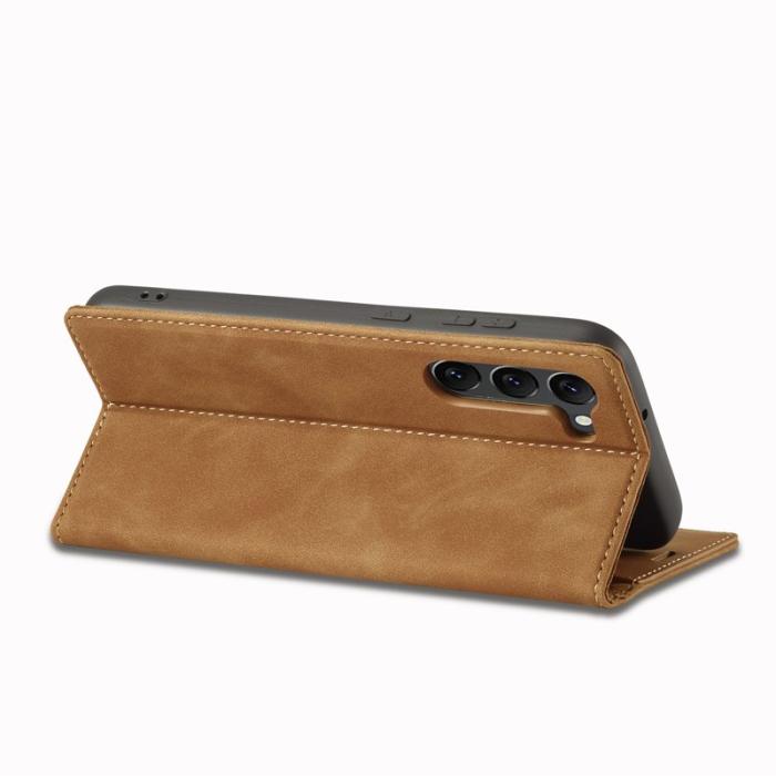 LC.imeeke - LC.IMEEKE Samsung Galaxy S24 Fodral Microfiber Läder - Brun