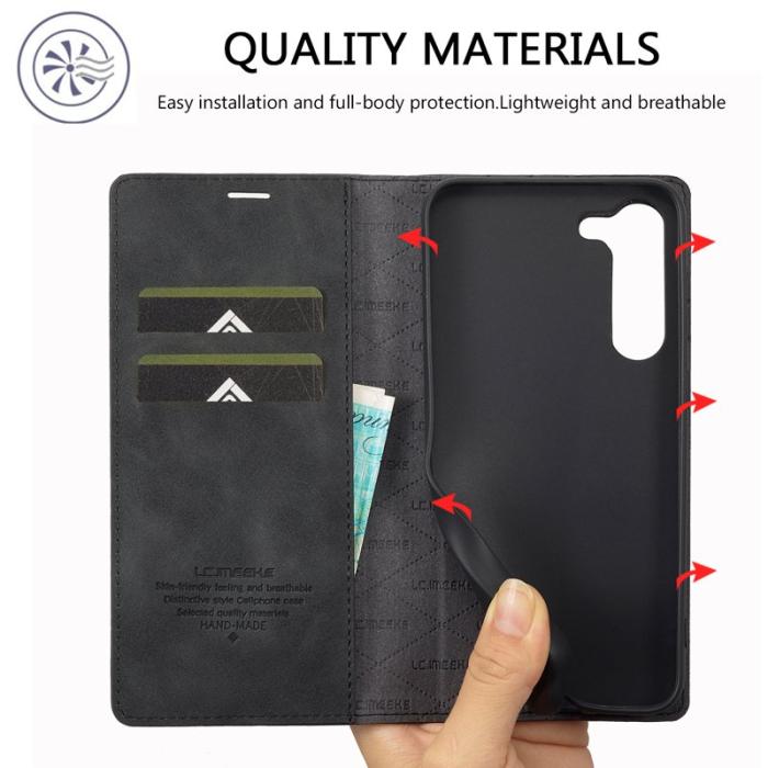 LC.imeeke - LC.IMEEKE Samsung Galaxy S24 Fodral Microfiber Läder - Svart