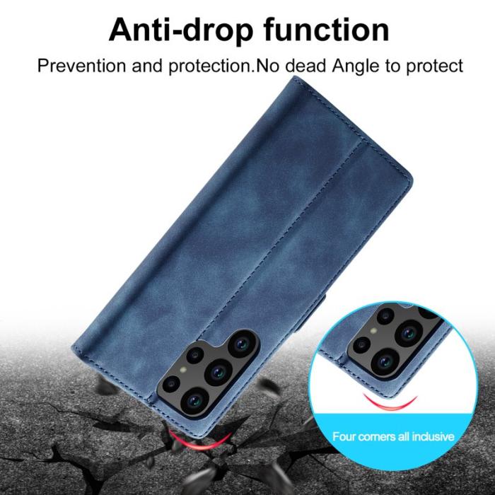LC.imeeke - LC.IMEEKE Samsung Galaxy S24 Ultra Fodral Äkta läder - Blå