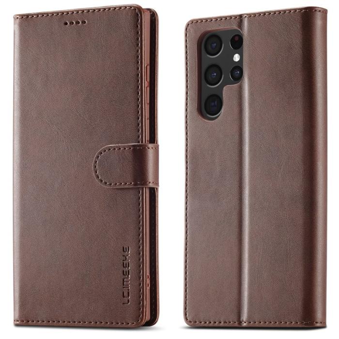 LC.imeeke - LC.IMEEKE Samsung Galaxy S24 Ultra Fodral Äkta läder - Brun