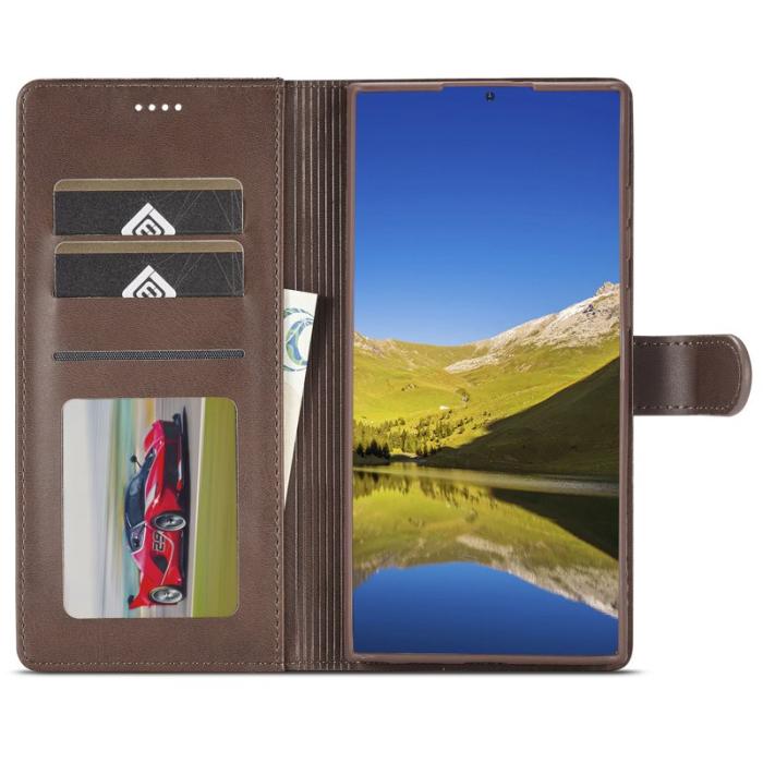 LC.imeeke - LC.IMEEKE Samsung Galaxy S24 Ultra Fodral Äkta läder - Brun