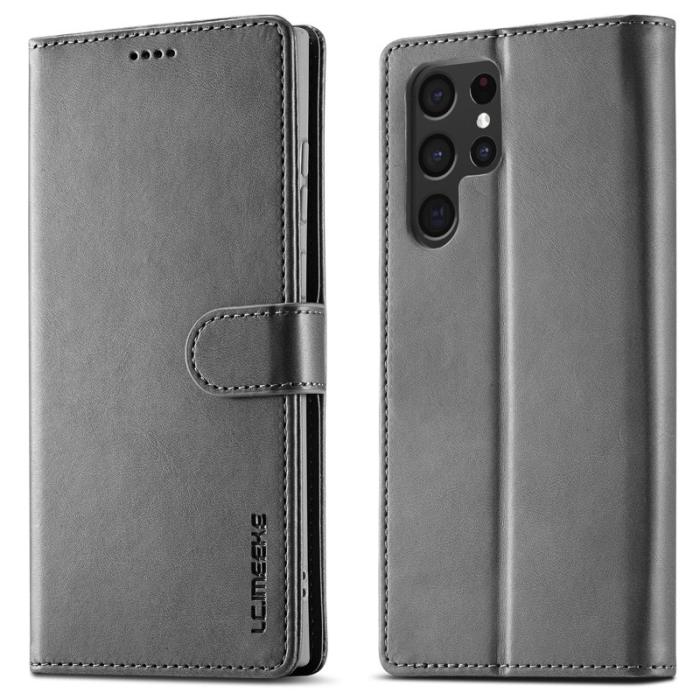 LC.imeeke - LC.IMEEKE Samsung Galaxy S24 Ultra Fodral Äkta läder - Grå