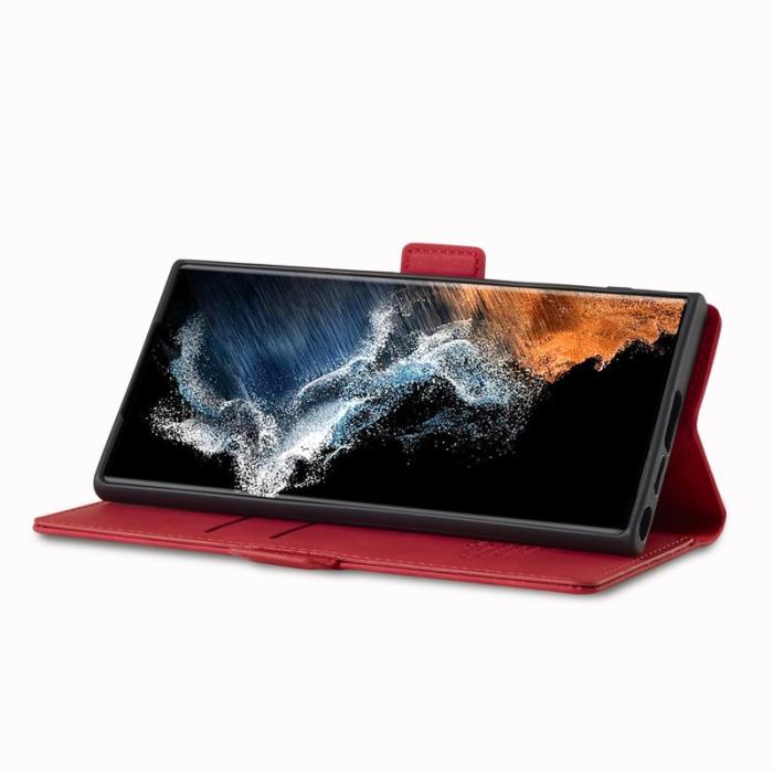 LC.imeeke - LC.IMEEKE Samsung Galaxy S24 Ultra Fodral Äkta läder - Röd