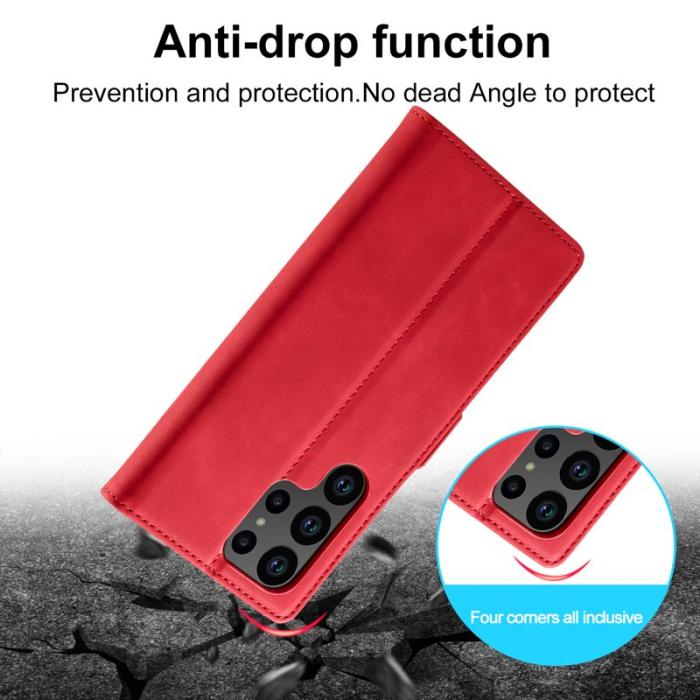 LC.imeeke - LC.IMEEKE Samsung Galaxy S24 Ultra Fodral Äkta läder - Röd