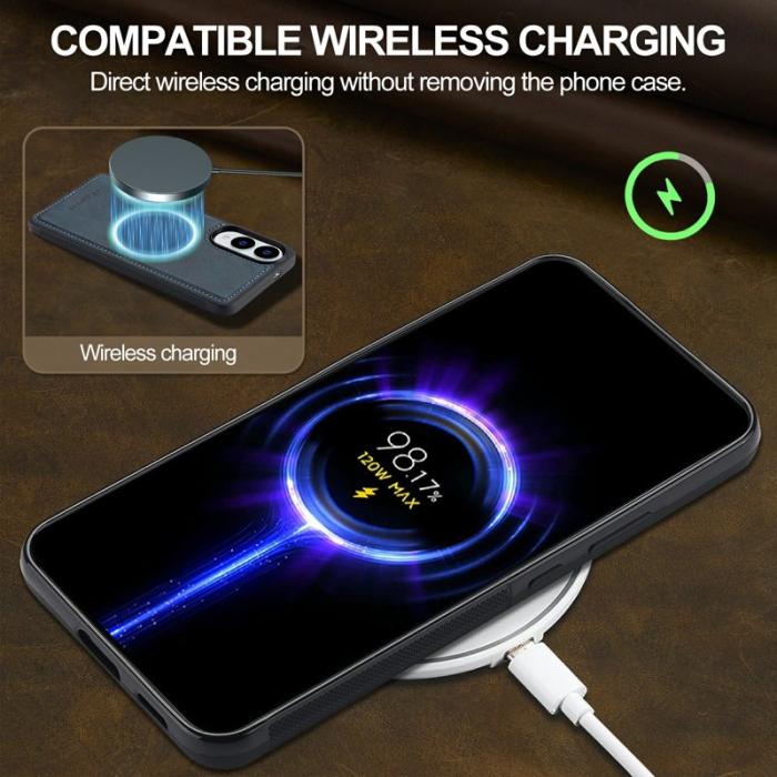 LC.imeeke - LC.IMEEKE Samsung Galaxy S25 Edge Fodral Äkta läder - Blå