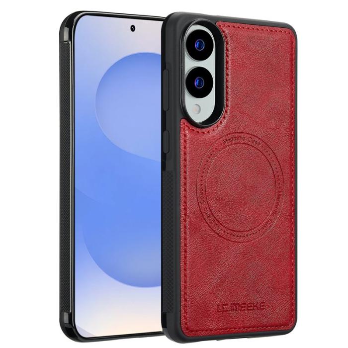 LC.imeeke - LC.IMEEKE Samsung Galaxy S25 Edge Fodral Äkta läder - Röd