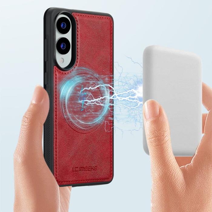 LC.imeeke - LC.IMEEKE Samsung Galaxy S25 Edge Fodral Äkta läder - Röd